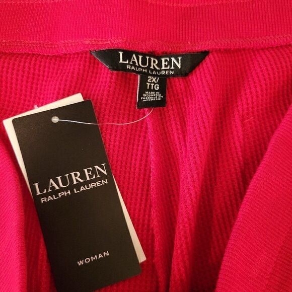 Ralph Lauren Black Label Waffle Knit Wide Leg Lounge Pants with Pockets size 2X - Picture 2 of 9